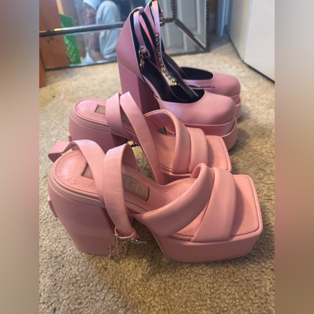 Naked Wolfe pink platforms